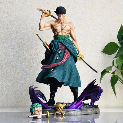 One Piece Series Roronoa Zoro Figurine Model with 2 interchangeable heads