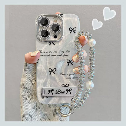 Buttonholic &amp; heart design, luxurious bracelet with stand, smartphone case for iPhone