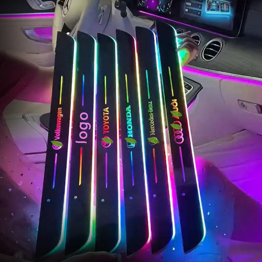 カー用品　車飾り物　【七彩流光】車載用アンビエントライト フロントドア リヤドア ライト 車のドアシル ワイヤレスセンサーLEDライト - アップグレード