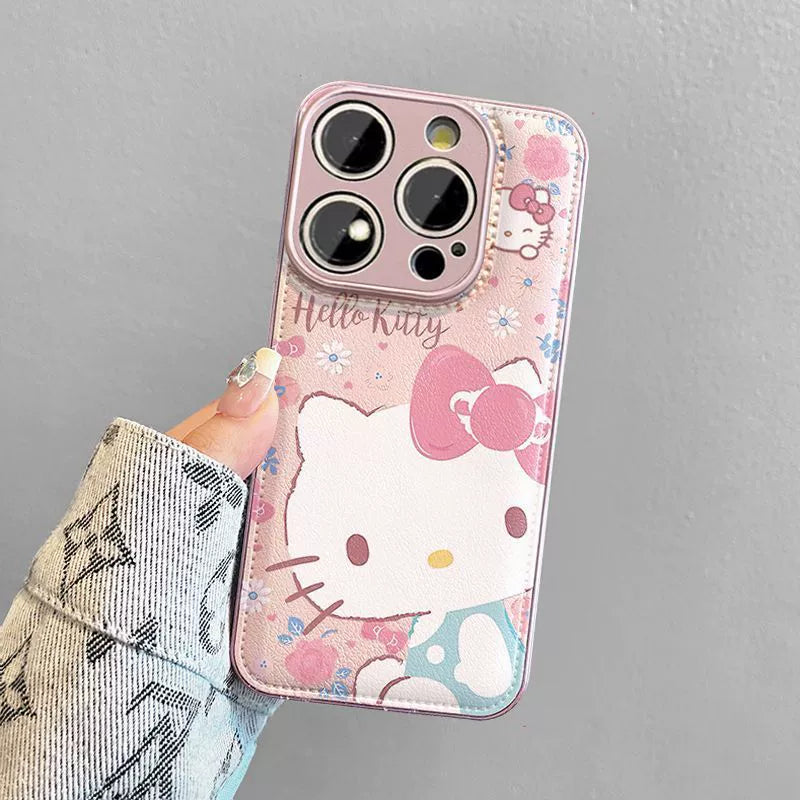 Hello Kitty design, luxurious smartphone case with drawstring, compatible with iPhone