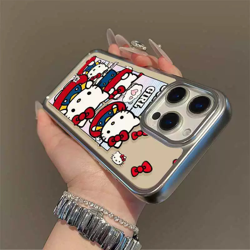 Hello Kitty design silicone, highly shock-resistant, luxuriously decorated smartphone case, compatible with iPhone