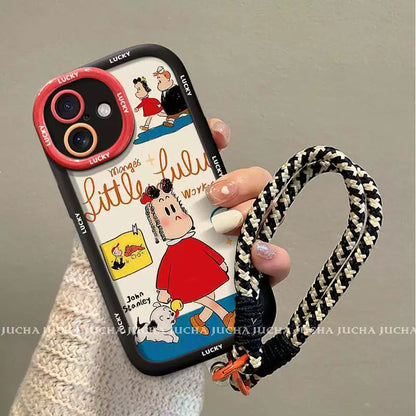 Lulu character design, luxurious smartphone case with drawstring, compatible with iPhone