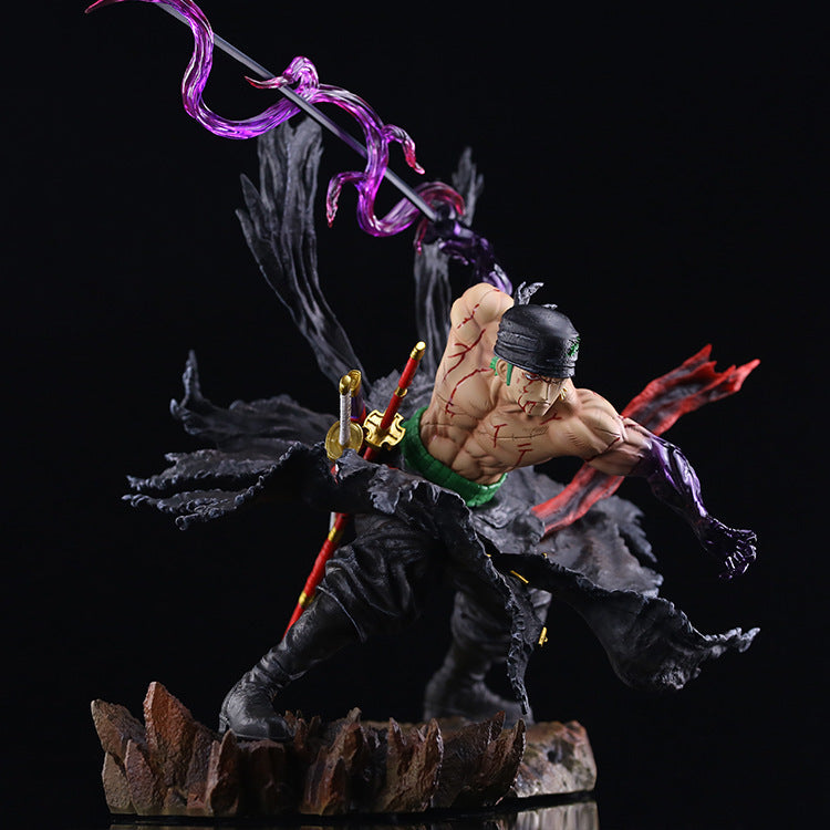 One Piece Series One-Sword Style Blood-Soaked Zoro Anime Model Figurine Height approx. 28cm (Limited Edition)