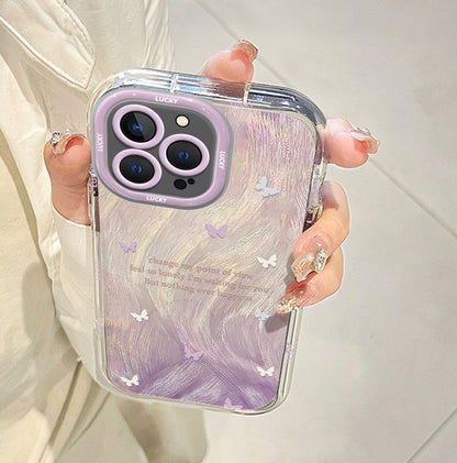 Gradient purple butterfly design. Made of silicone, highly shock-resistant and luxurious smartphone case, compatible with iPhone.