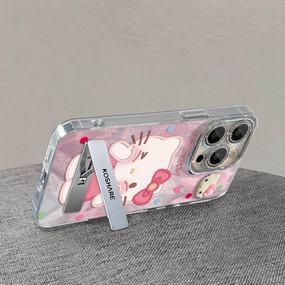 スマホケース  ピンチするだけで幸せになれるハローキティスマホケース  耐衝撃・防振性能に優れ、高級感あふれるスマホケースで、iPhone に対応