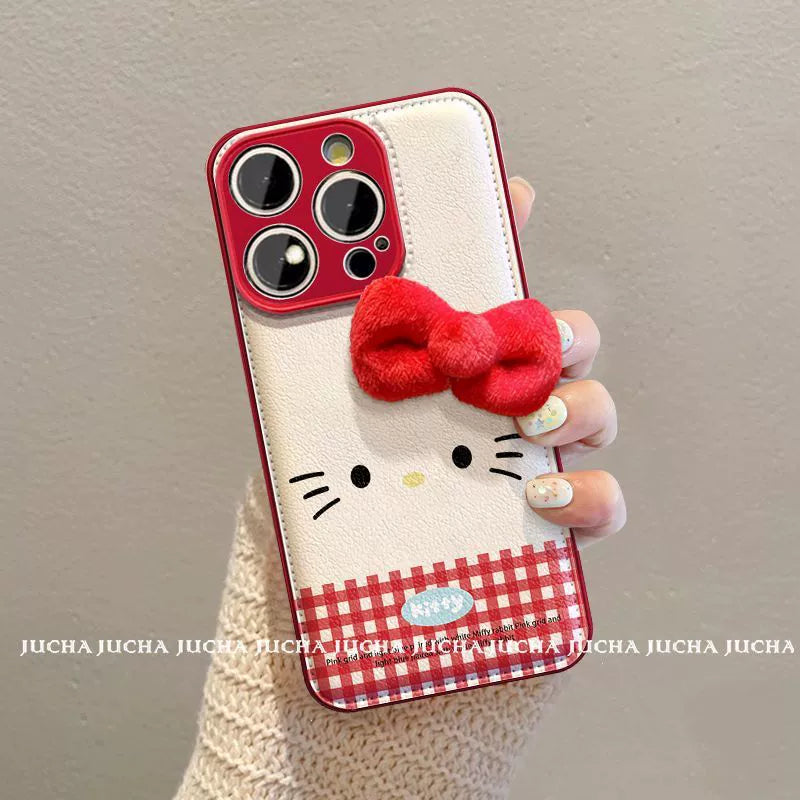 Hello Kitty design, luxurious smartphone case with string and sticker, compatible with iPhone