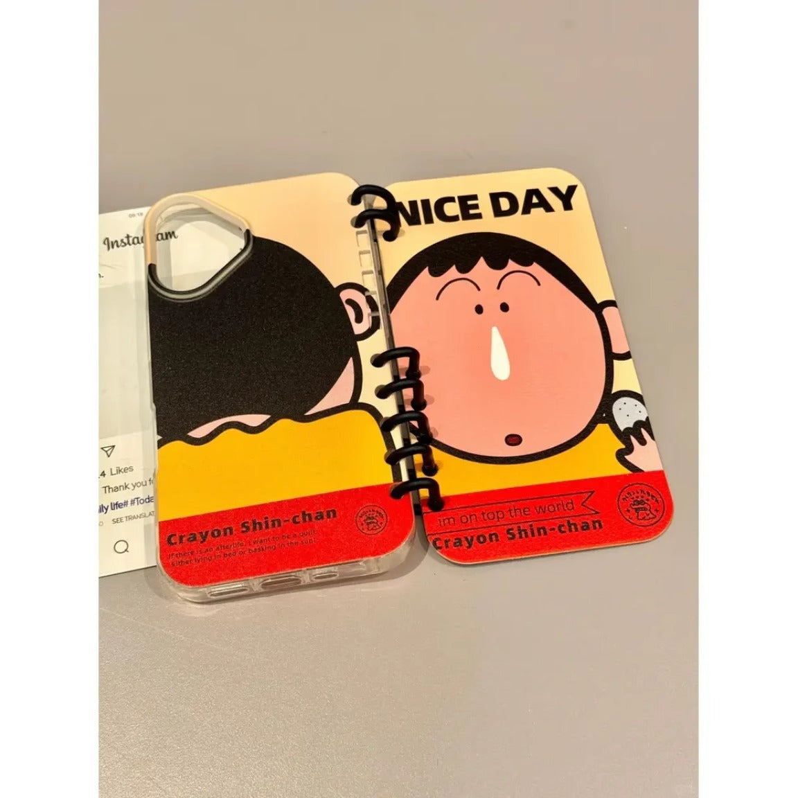 Crayon Shin-chan character soft foldable notebook type smartphone case compatible with iPhone