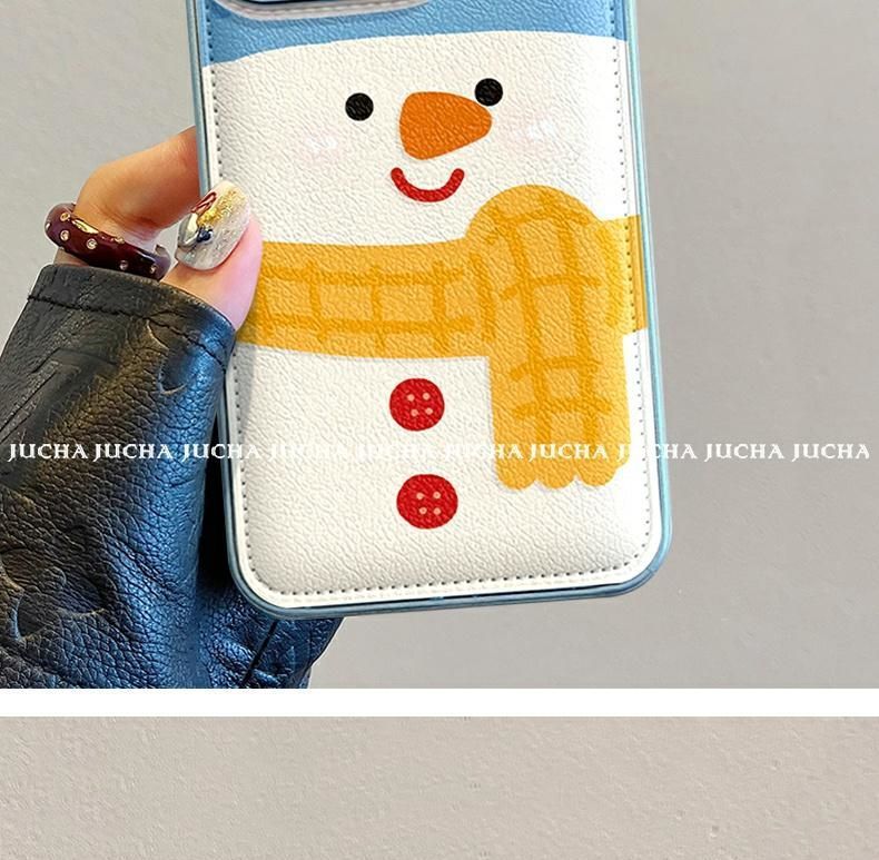 A luxurious smartphone case with a string that has a design of a yeti wearing a scarf, excellent shock and vibration resistance, and is compatible with iPhones.