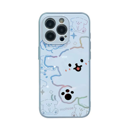 Line design dog design, excellent shock and vibration resistance, luxurious smartphone case, compatible with iPhone