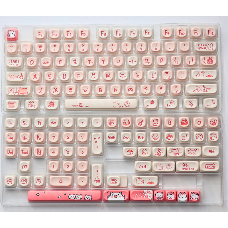 猫テーマ 機械キーボードキーキャップ、MOA 高さで PBT 素材のサブリメーション工芸を用いた、創意豊かで個性的なキーキャップ - BicMart