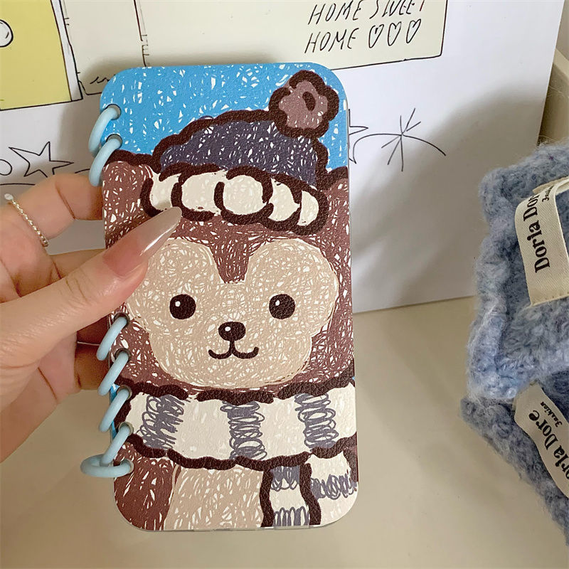 Duffy Bear Cute Foldable Notebook Couple Smartphone Case Compatible with iPhone