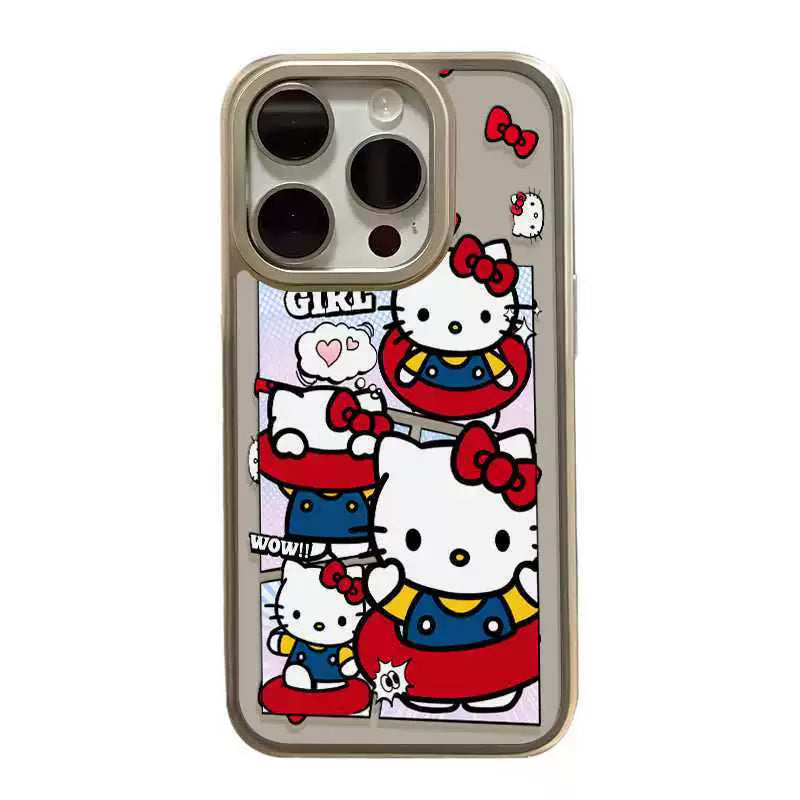 Hello Kitty design silicone, highly shock-resistant, luxuriously decorated smartphone case, compatible with iPhone