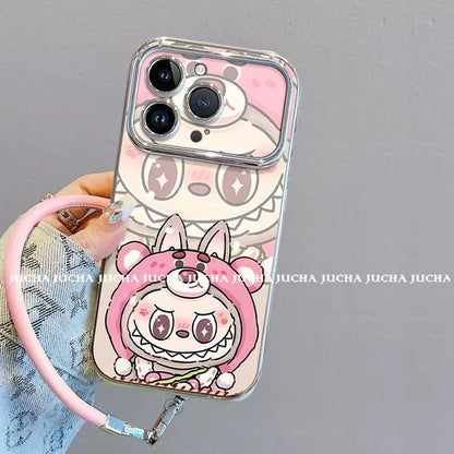 Strawberry Bear and Lovebu design, luxurious smartphone case with string, compatible with iPhone