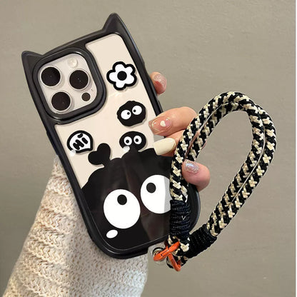 A luxurious smartphone case with a string that has a shy coal ball design and excellent shock and vibration resistance, compatible with iPhone