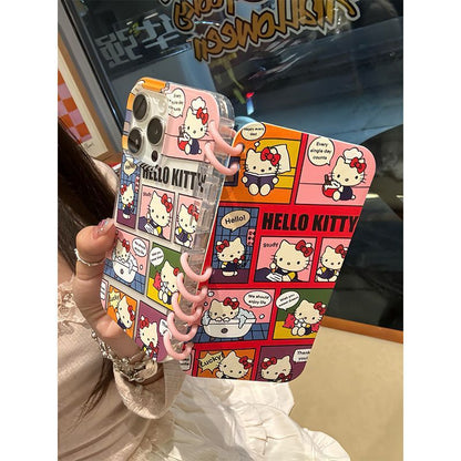 Hello Kitty Graffiti Style Character Soft Foldable Notebook Phone Case Compatible with iPhone