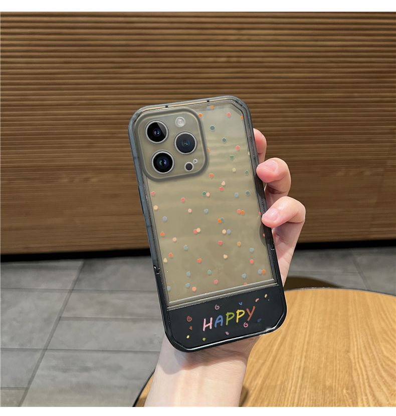 Colorful dot pattern, luxurious smartphone case with stand, compatible with iPhone