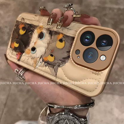 A cute cat design with a cute face, excellent shock and vibration resistance, and a luxurious smartphone case with a string that is compatible with iPhone