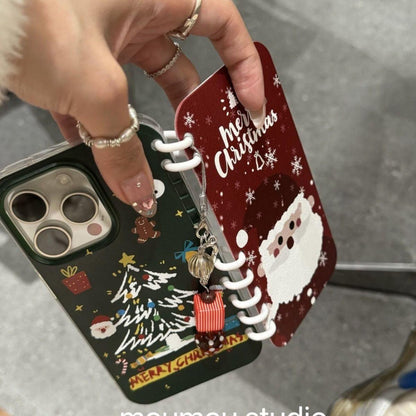本型スマホケース クリスマステーマ 手帳型スマホケース キャラクターの柔らかい 折りたたみ式 ノート型 スマホケース  iPhone に対応