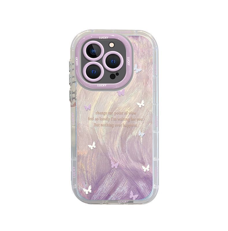 Gradient purple butterfly design. Made of silicone, highly shock-resistant and luxurious smartphone case, compatible with iPhone.