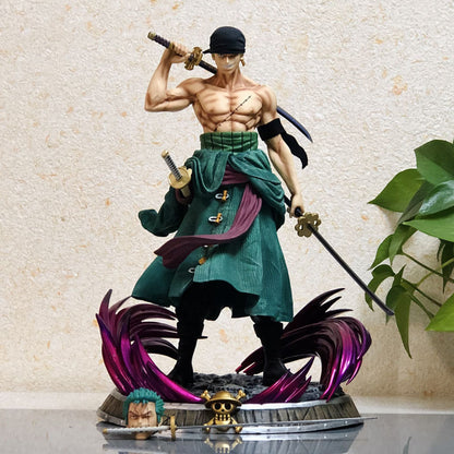 One Piece Series Roronoa Zoro Figurine Model with 2 interchangeable heads