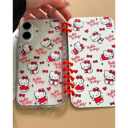 Hello Kitty グラフィティ スタイル キャラクターの柔らかい 折りたたみ式 ノート型 スマホケース  iPhone に対応