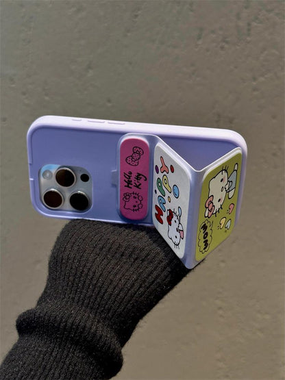 スマホケース  ハローキティテーマ 磁石式折りたたみスマホケース   耐衝撃・防振性能に優れ、高級感あふれるスマホケースで、iPhone に対応
