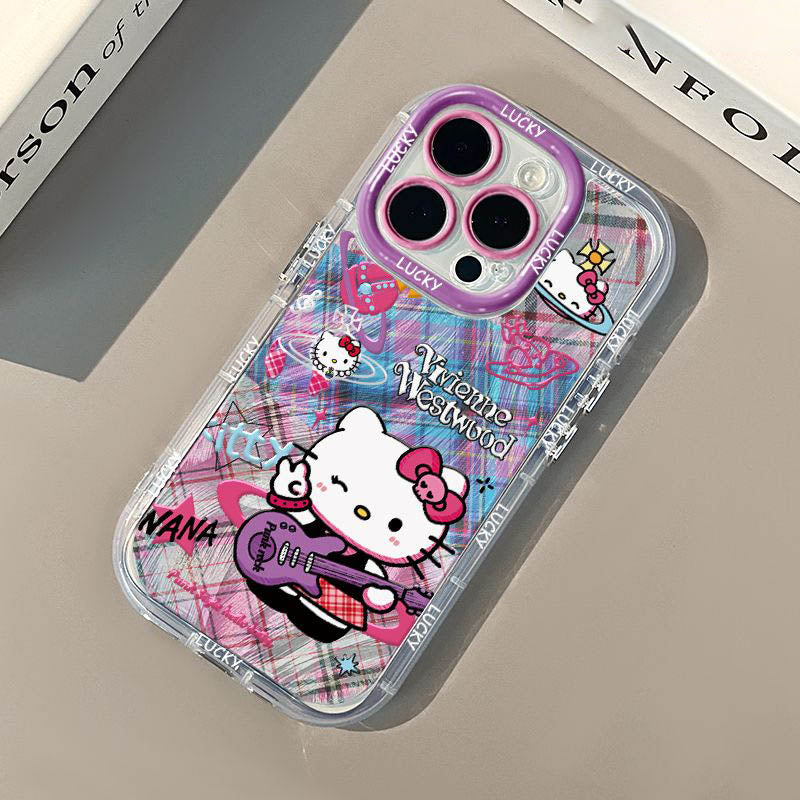 スマホケース  ロックヘローキティテーマ、  耐衝撃・防振性能に優れ、高級感あふれるスマホケースで、iPhone に対応