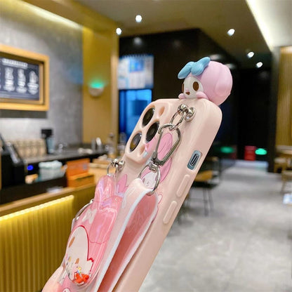 スマホケース  クロミとメロディー流砂スタンドデザイン  つるし紐が付い 耐衝撃・防振性能に優れ、高級感あふれるスマホケースで、iPhone に対応
