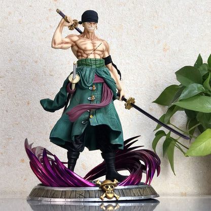 One Piece Series Roronoa Zoro Figurine Model with 2 interchangeable heads