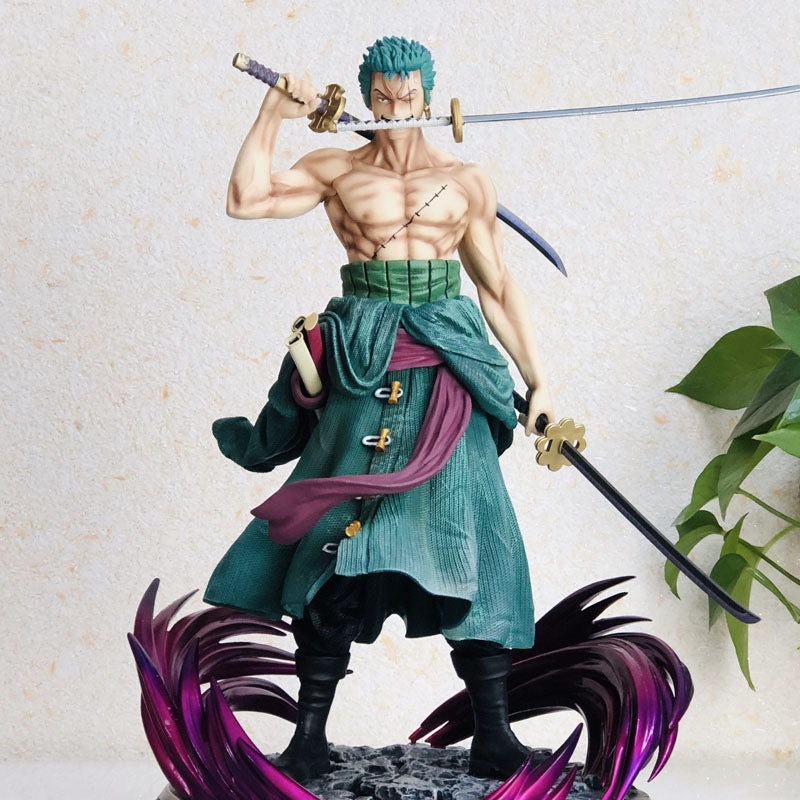 One Piece Series Roronoa Zoro Figurine Model with 2 interchangeable heads