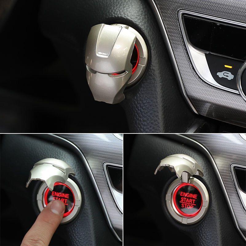 カー用品　車飾り物　アイアンマン バットマン エンジンプッシュボタン カバー スタートストップボタンスイッチ装飾カバー