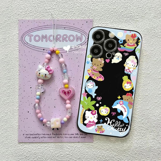 スマホケース  可愛らしさが溢れるハローキティが、ぐるぐると揺れるユニークなラシャーデザインで登場!磁石吸着式スマホケース  耐衝撃・防振性能に優れ、高級感あふれるスマホケースで、iPhone に対応