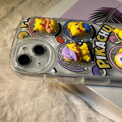 スマホケース  目を惹く立体満屏ピカチュウテーマ  耐衝撃・防振性能に優れ、高級感あふれるスマホケースで、iPhone に対応