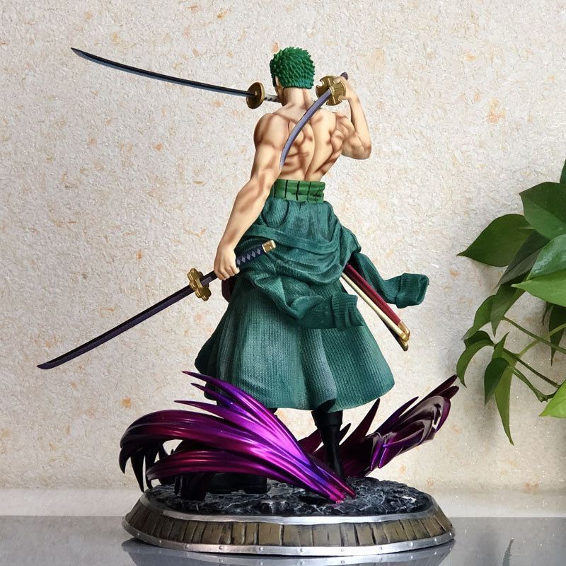 One Piece Series Roronoa Zoro Figurine Model with 2 interchangeable heads