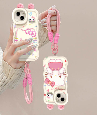 スマホケース  萌える要素がたっぷりのハローキティスマホケース  耐衝撃・防振性能に優れ、高級感あふれるスマホケースで、iPhone に対応