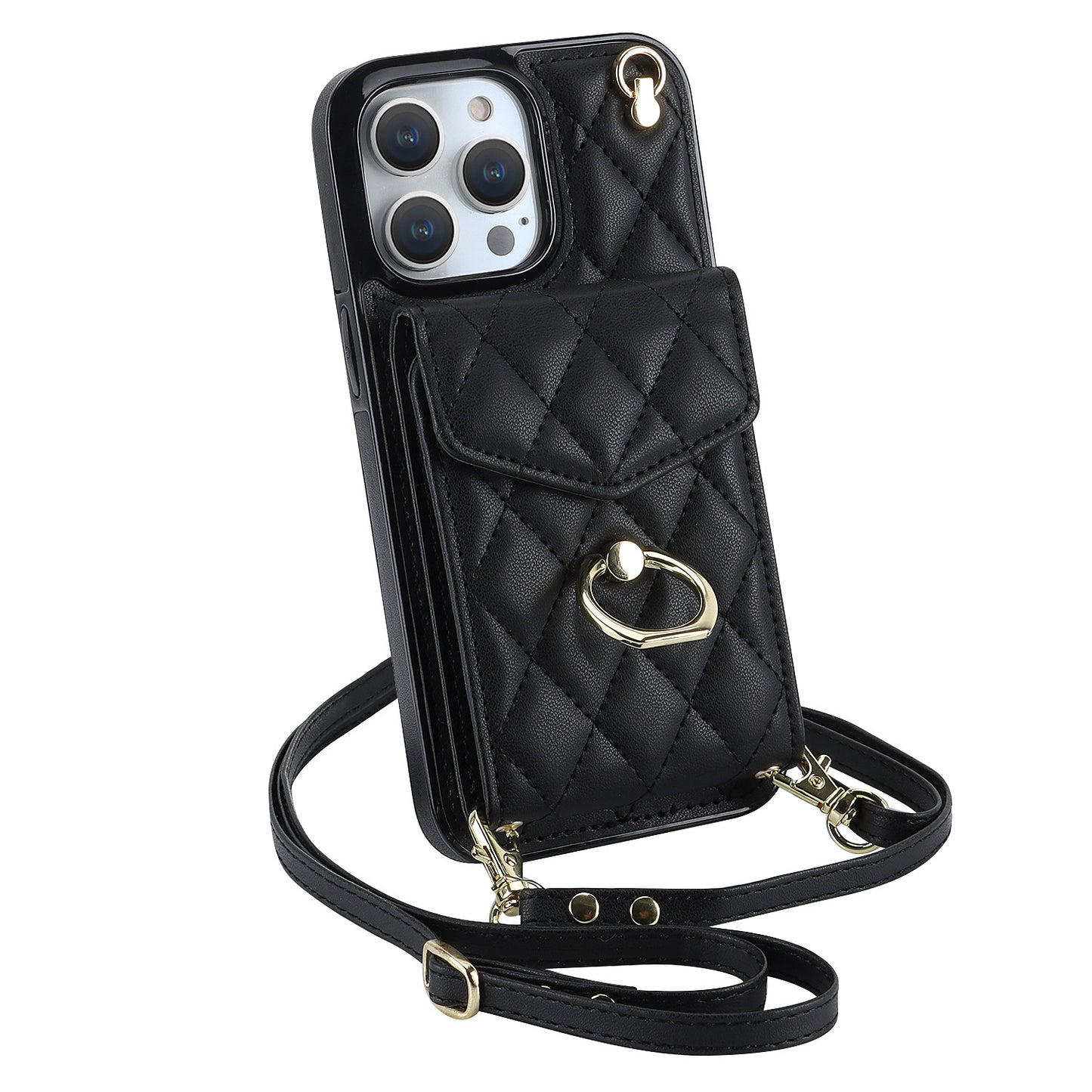 手帳型スマホケース  手帳型機能と斜がけバッグの便利さを融合！  耐衝撃・防振性能に優れ、高級感あふれるスマホケースで、iPhone に対応