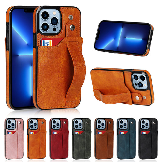 手帳型スマホケース  多機能と個性を融合したこのスマホケース、付属の腕紐   耐衝撃・防振性能に優れ、高級感あふれるスマホケースで、iPhone に対応