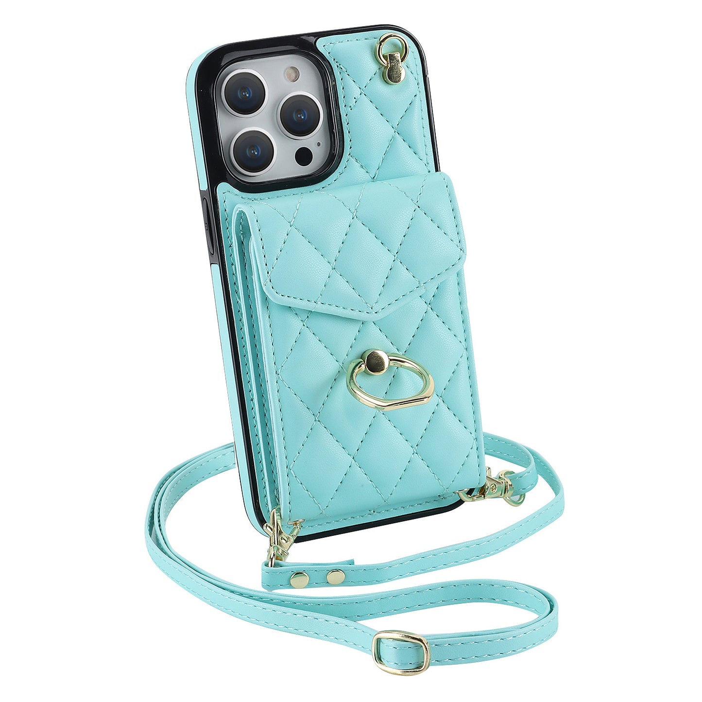 手帳型スマホケース  手帳型機能と斜がけバッグの便利さを融合！  耐衝撃・防振性能に優れ、高級感あふれるスマホケースで、iPhone に対応