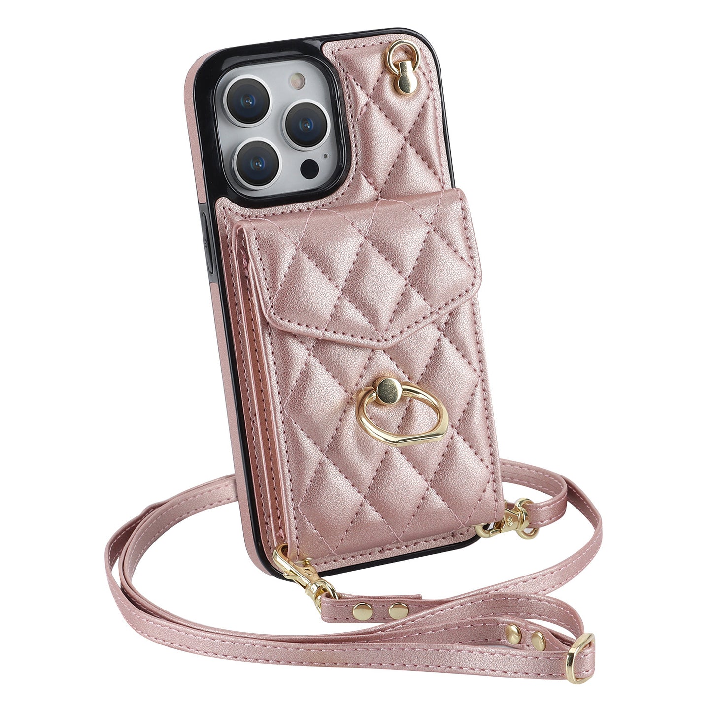 手帳型スマホケース  手帳型機能と斜がけバッグの便利さを融合！  耐衝撃・防振性能に優れ、高級感あふれるスマホケースで、iPhone に対応