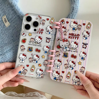本型スマホケース ハローキティ テーマ 手帳型スマホケース キャラクターの柔らかい 折りたたみ式 ノート型 スマホケース iPhone に対応