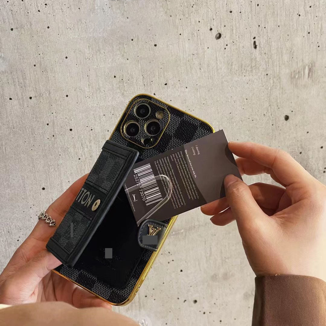#410  スマホケース  紐付き カードケース付き 耐衝撃・防振性能に優れ、iPhone に対応