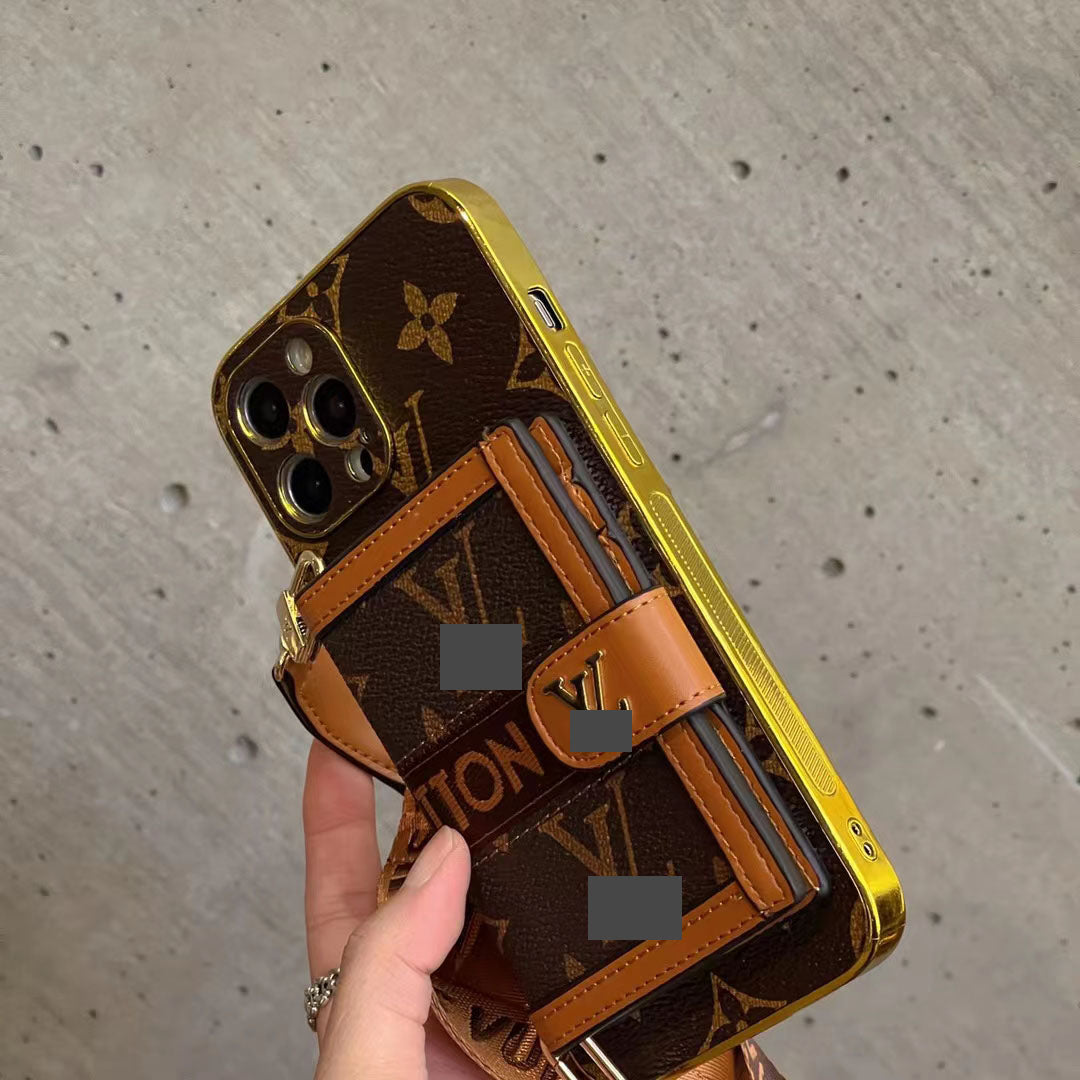 #410  スマホケース  紐付き カードケース付き 耐衝撃・防振性能に優れ、iPhone に対応