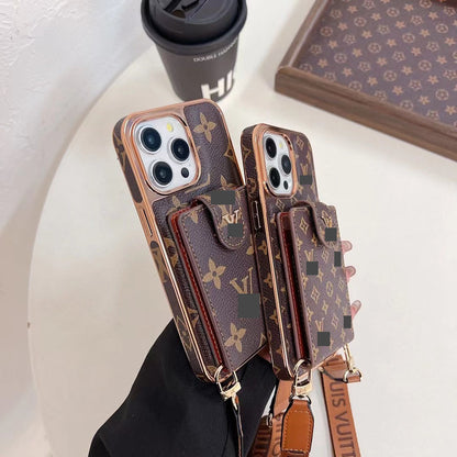 #412  スマホケース  カード入れ付き ストラップ付き  耐衝撃・防振性能に優れ、iPhoneに対応