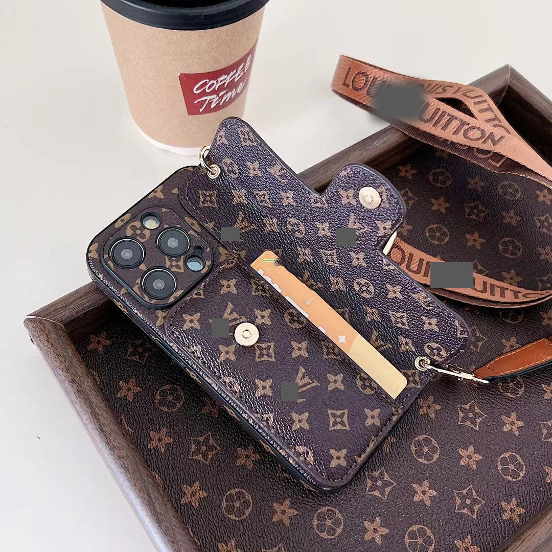 #306  スマホケース   カードホルダー付きストラップ付きスマホケース    耐衝撃・防振性能に優れ、iPhoneに対応