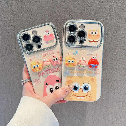 スマホケース  立体でぬいぐるみ風のスパンキング・グレイドとパトリックが登場！  耐衝撃・防振性能に優れ、高級感あふれるスマホケースで、iPhone に対応
