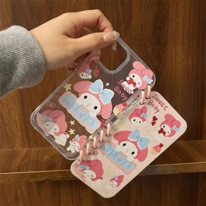 本型スマホケース ハローキティ テーマ  手帳型スマホケース キャラクターの柔らかい 折りたたみ式 ノート型 スマホケース iPhone に対応