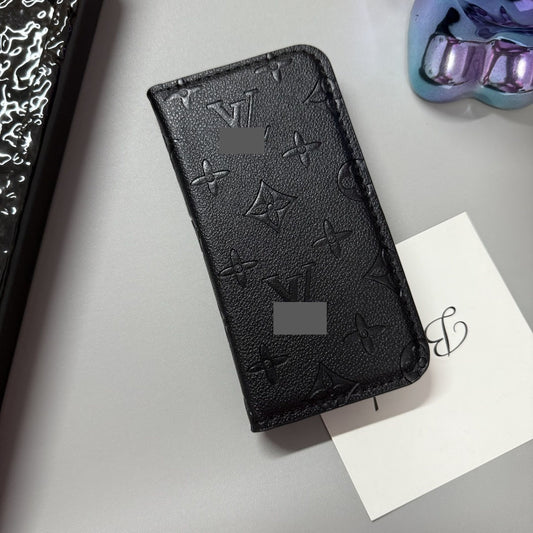 #504  スマホケース   手帳型 押し加工  耐衝撃・防振性能に優れ、iPhone12-17 に対応