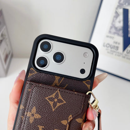 #409  スマホケース  紐付き カードケース付き 耐衝撃・防振性能に優れ、iPhoneに対応