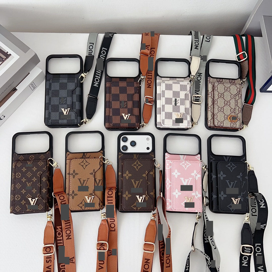 #409  スマホケース  紐付き カードケース付き 耐衝撃・防振性能に優れ、iPhoneに対応