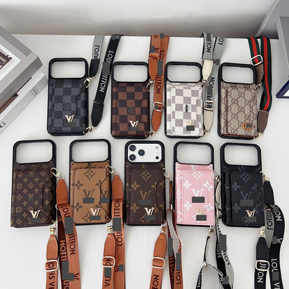 #409  スマホケース  紐付き カードケース付き 耐衝撃・防振性能に優れ、iPhoneに対応
